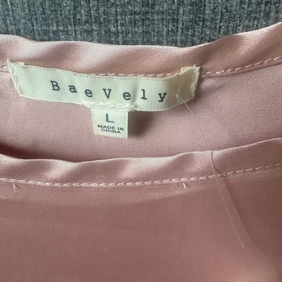 BUCKLE Baevely Blush Pink Satin Lace Tank Top L NWT Flowy Babydoll Camisole - Picture 3 of 9